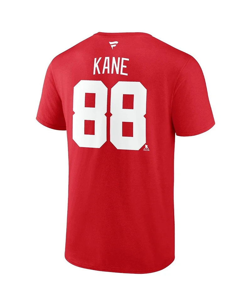 Fanatics Men's Patrick Kane Red Detroit Wings Authentic Stack Name and Number T-Shirt