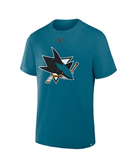 Fanatics Men's Michael Misa Teal San Jose Sharks Authentic Stack Name and Number T-Shirt