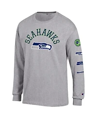 Champion Men's Heather Gray Seattle Seahawks Seal Long Sleeve T-Shirt