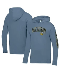 Comfortwash Men's Blue Michigan Wolverines Long Sleeve Hooded T-Shirt