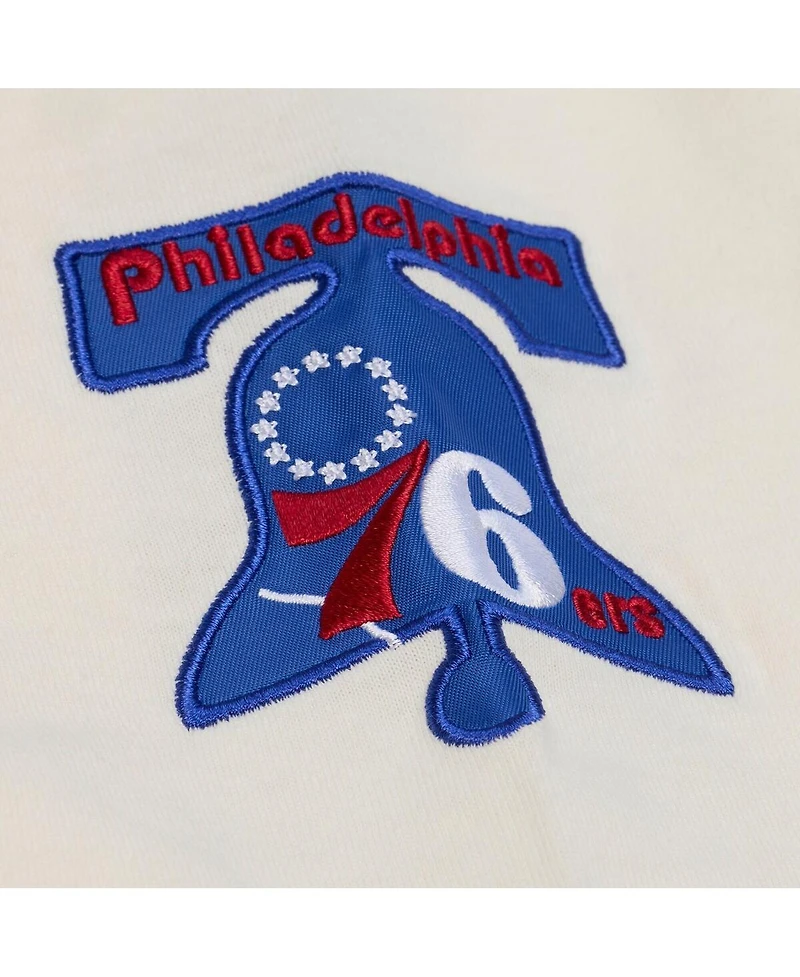 Mitchell & Ness Men's Cream Philadelphia 76ers Hardwood Classics Chainstitch Premium T-Shirt