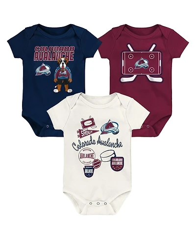 Outerstuff Baby Boys and Girls 3-Pack Colorado Avalanche Littlest Player Bodysuit Set