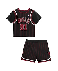 Mitchell & Ness Toddler 2-Piece Dennis Rodman Black Chicago Bulls Play by Place T-Shirt and Shorts Set