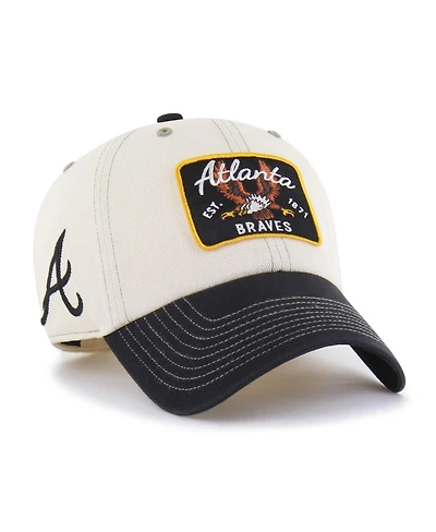 '47 Brand Men's Natural/Black Atlanta Braves Keepsake Collection Clean Up Adjustable Hat
