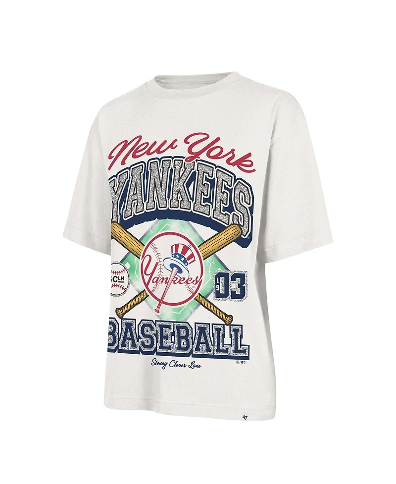 Stoney Clover Lane X '47 Brand Women's Sand New York Yankees Crossover Base Foundation T-Shirt