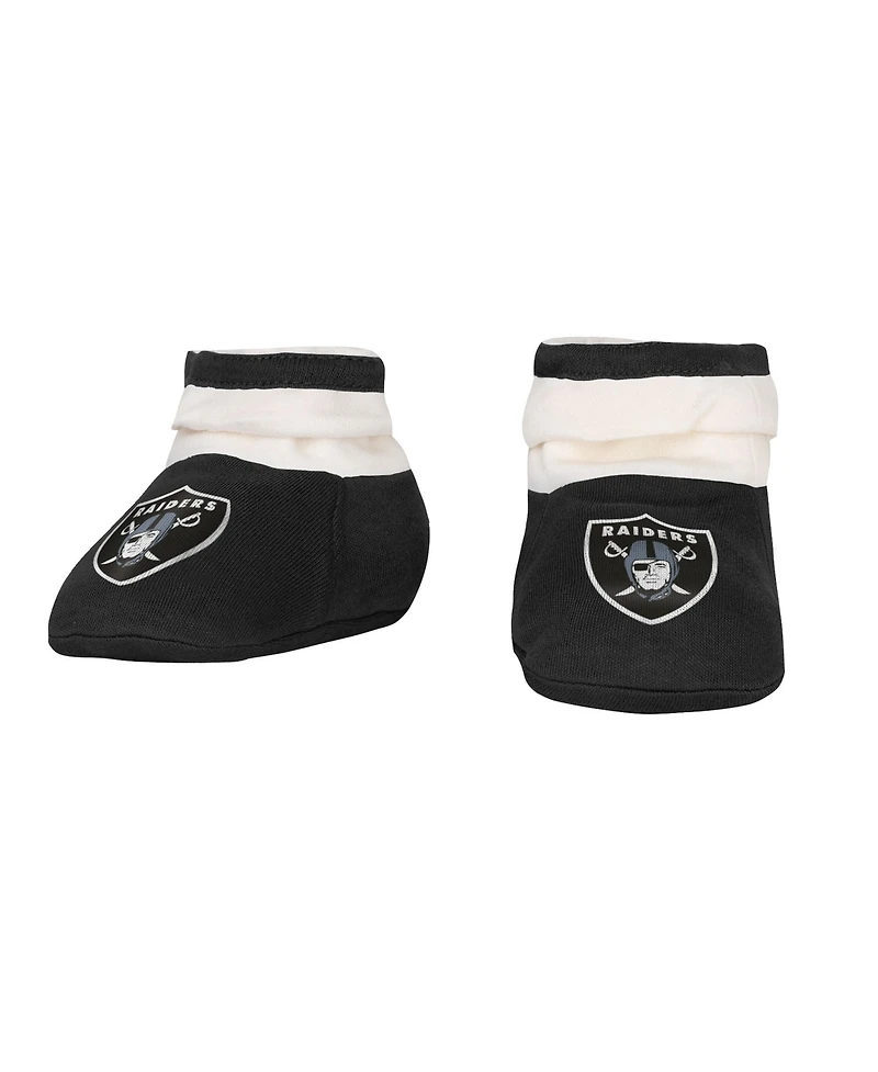 Outerstuff Baby Boys and Girls 3-Piece Las Vegas Raiders Up One Bodysuit, Bib Booties Set