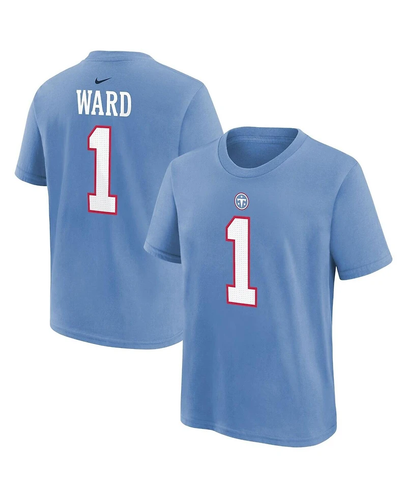 Nike Big Boys and Girls Cameron Ward Light Blue Tennessee Titans Name Number T-Shirt