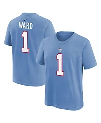 Nike Big Boys and Girls Cameron Ward Light Blue Tennessee Titans Name Number T-Shirt