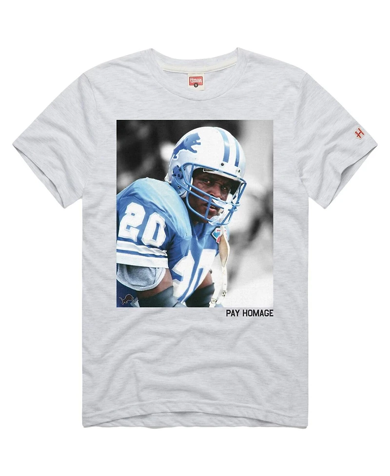 Homage Men's and Women's Barry Sanders Ash Detroit Lions Pay Tri-Blend T-Shirt