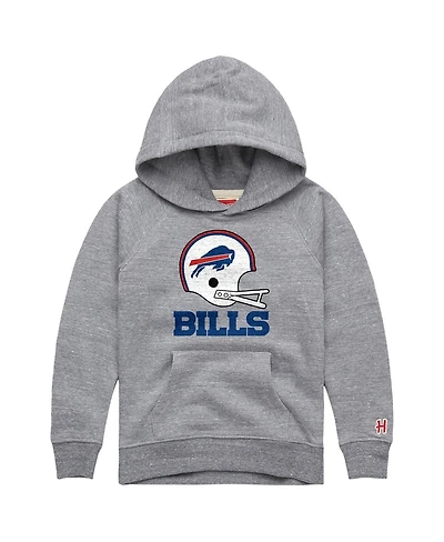 Homage Big Boys and Girls Gray Buffalo Bills Helmet Tri-Blend Hoodie
