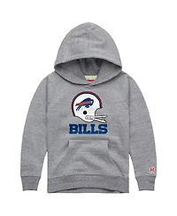 Homage Big Boys and Girls Gray Buffalo Bills Helmet Tri-Blend Hoodie