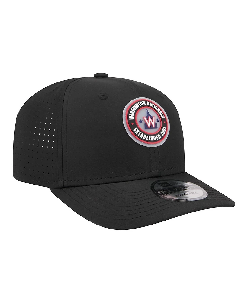 New Era Men's Black Washington Nationals Circle 9SEVENTY Adjustable Hat