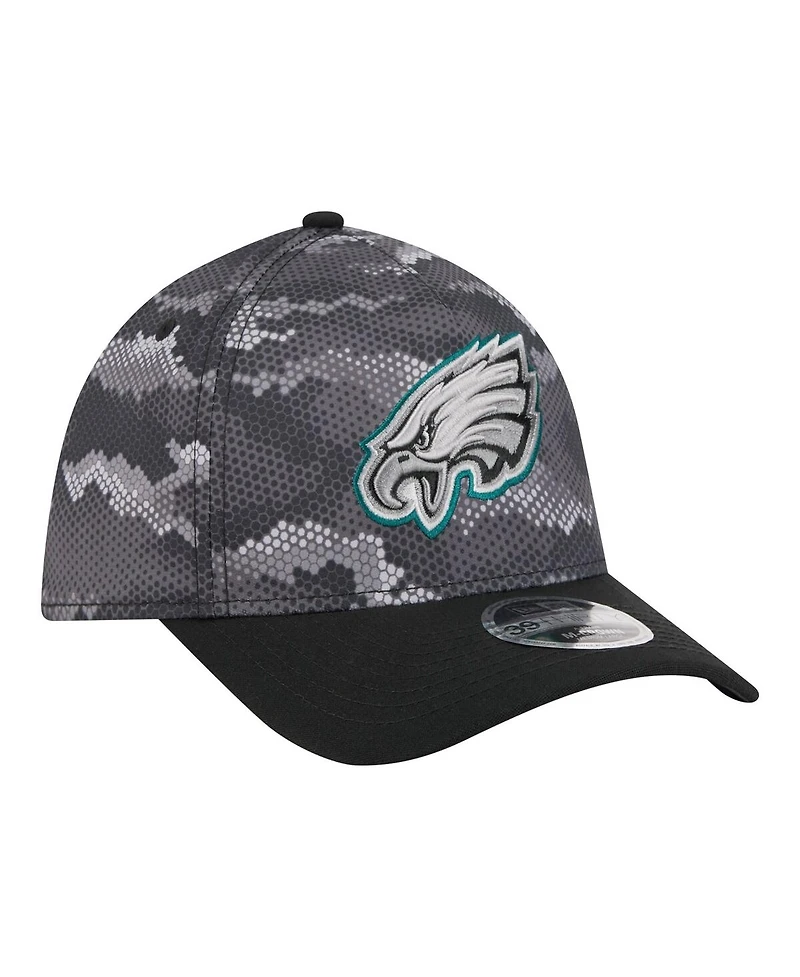 New Era Men's Black Philadelphia Eagles Camo A-Frame 39THIRTY Flex Hat