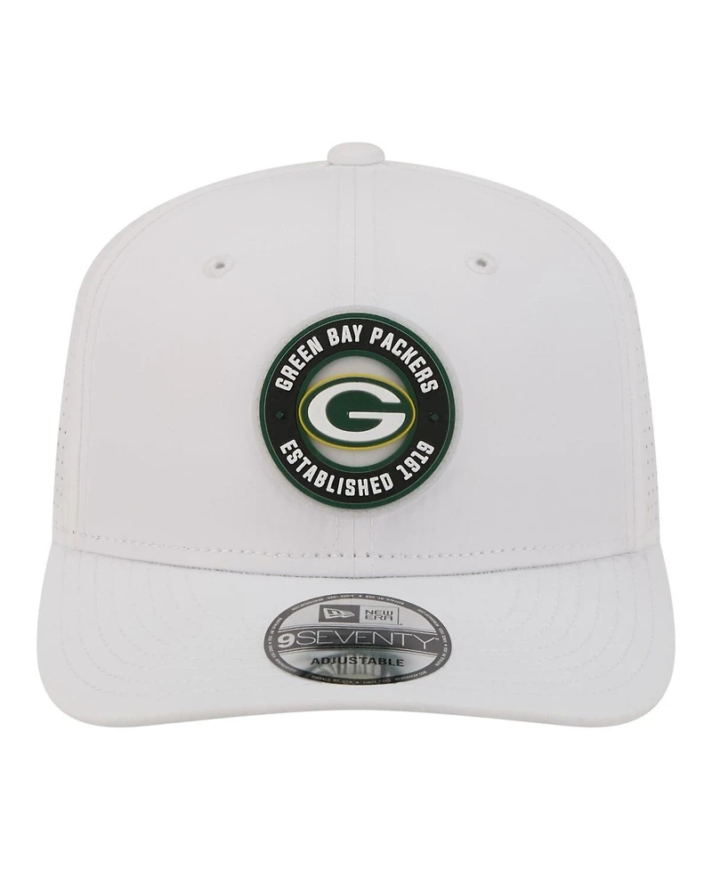 New Era Men's White Green Bay Packers Coolera 9SEVENTY Adjustable Hat