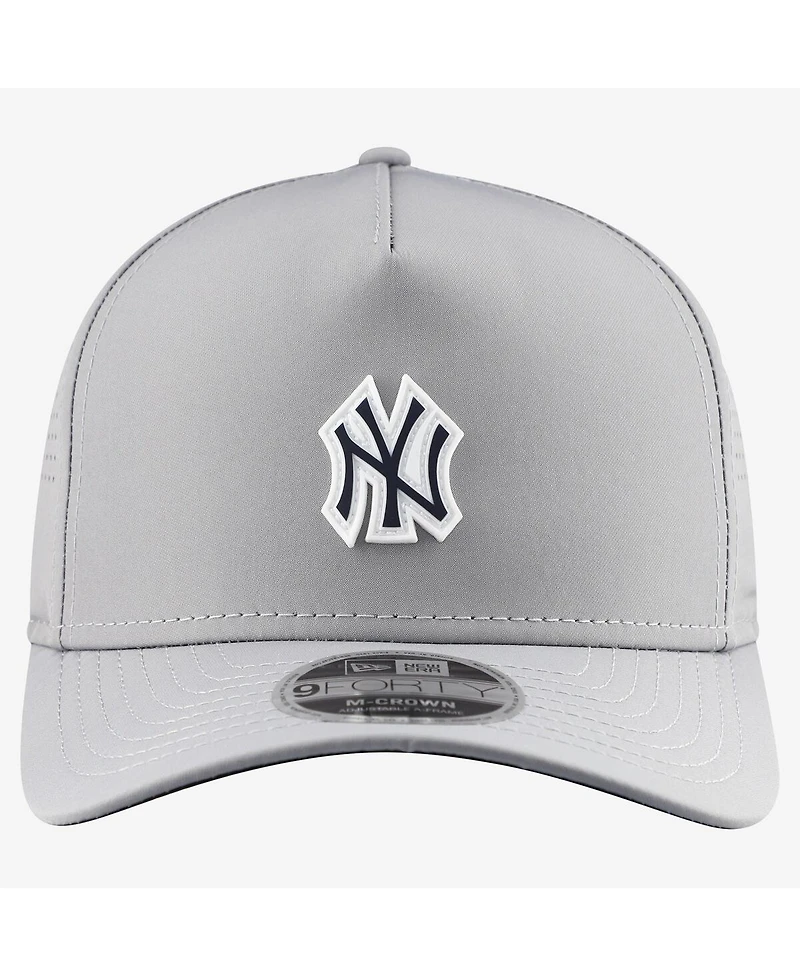 New Era Men's Gray New York Yankees Micro Logo 9FORTY M-Crown A-Frame Adjustable Hat