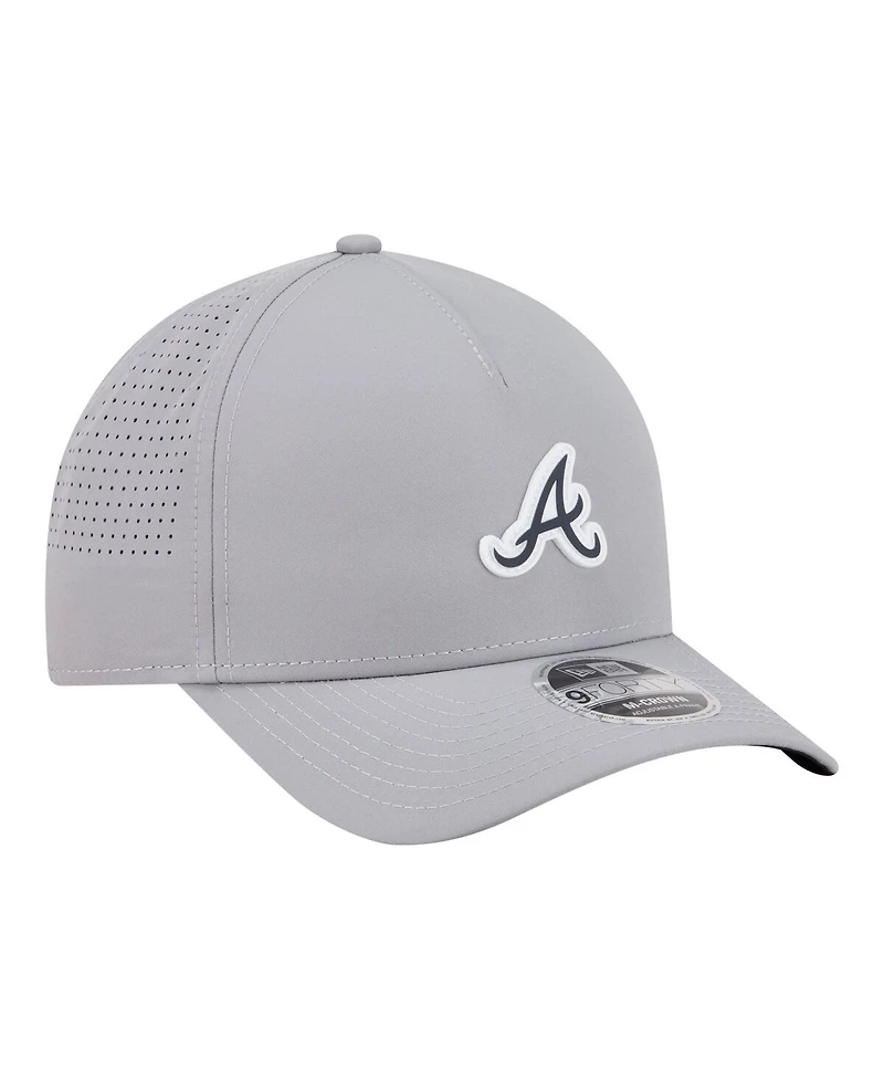 New Era Men's Gray Atlanta Braves Micro Logo 9FORTY M-Crown A-Frame Adjustable Hat