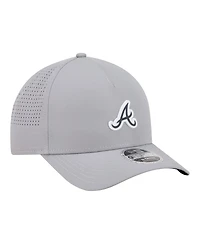 New Era Men's Gray Atlanta Braves Micro Logo 9FORTY M-Crown A-Frame Adjustable Hat
