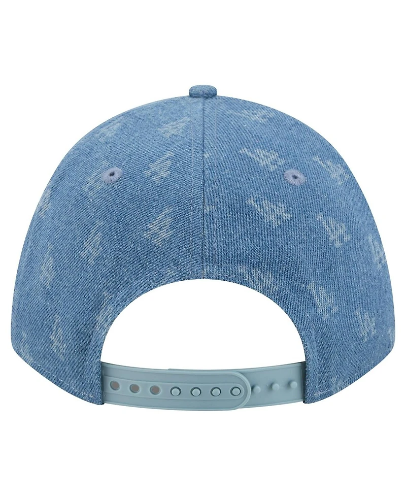 New Era Men's Denim Los Angeles Dodgers A-Frame 9FORTY Adjustable Hat