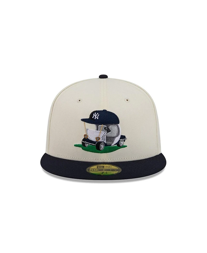 New Era Men's Cream/Navy York Yankees Bullpen Cart 59FIFTY Fitted Hat