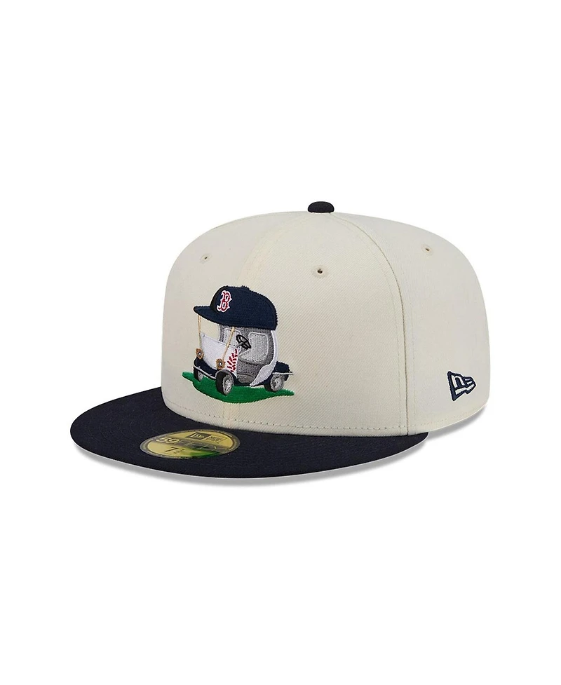 New Era Men's Cream/Navy Boston Red Sox Bullpen Cart 59FIFTY Fitted Hat