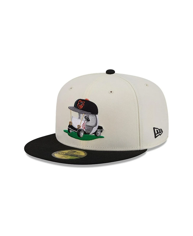 New Era Men's Cream/Black Baltimore Orioles Bullpen Cart 59FIFTY Fitted Hat