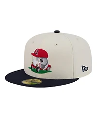 New Era Men's Cream/Navy Los Angeles Angels Bullpen Cart 59FIFTY Fitted Hat