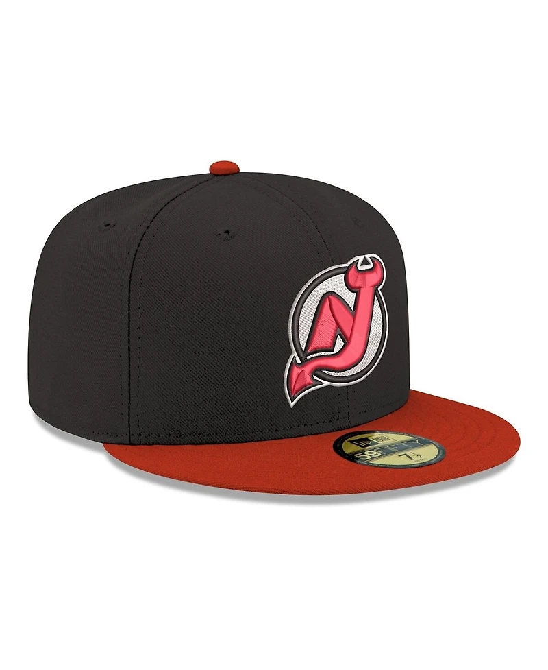 New Era Men's Black Jersey Devils Core Logo Two-Tone 59FIFTY Fitted Hat