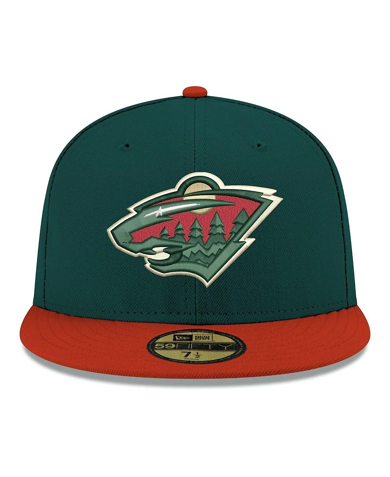 New Era Men's Green Minnesota Wild Core Logo Two-Tone 59FIFTY Fitted Hat