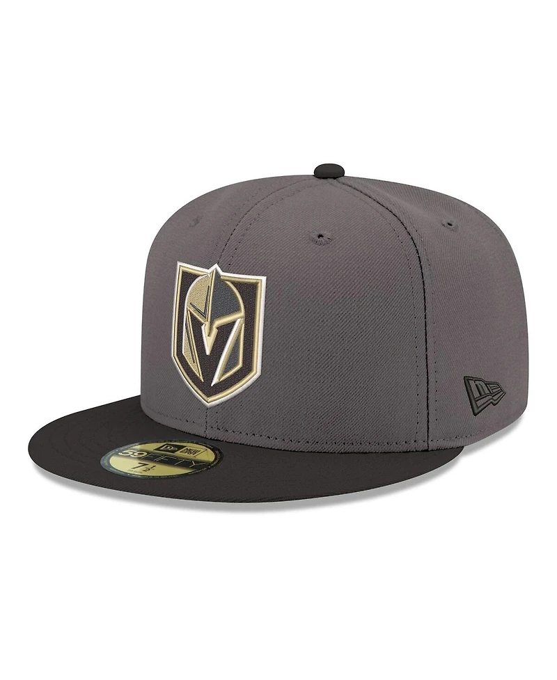 New Era Men's Gray Vegas Golden Knights Core Logo Two-Tone 59FIFTY Fitted Hat