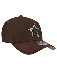 New Era Men's Dark Brown Dallas Cowboys Burnt Wood A-Frame 9FORTY Adjustable Hat