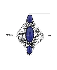 American West Jewelry Sterling Silver Lapis Oval Leaf and Vine Ring, Sizes 5 to 11