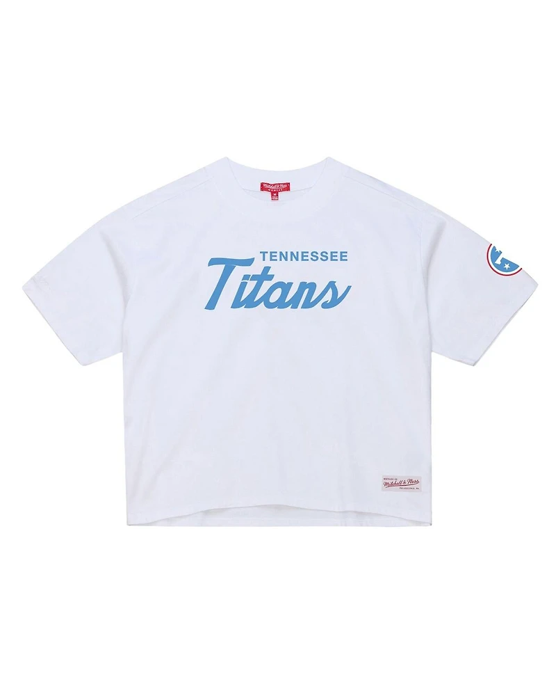 Mitchell & Ness Women's White Tennessee Titans Head Coach Cropped T-Shirt