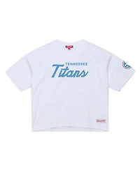 Mitchell & Ness Women's White Tennessee Titans Head Coach Cropped T-Shirt