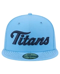New Era Men's Light Blue Tennessee Titans Script 59FIFTY Fitted Hat
