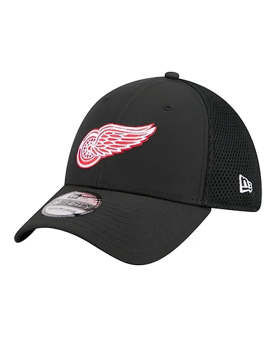 New Era Men's Black Detroit Red Wings Logo 39THIRTY Flex Hat
