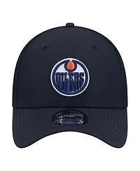 New Era Men's Navy Edmonton Oilers Logo 39THIRTY Flex Hat