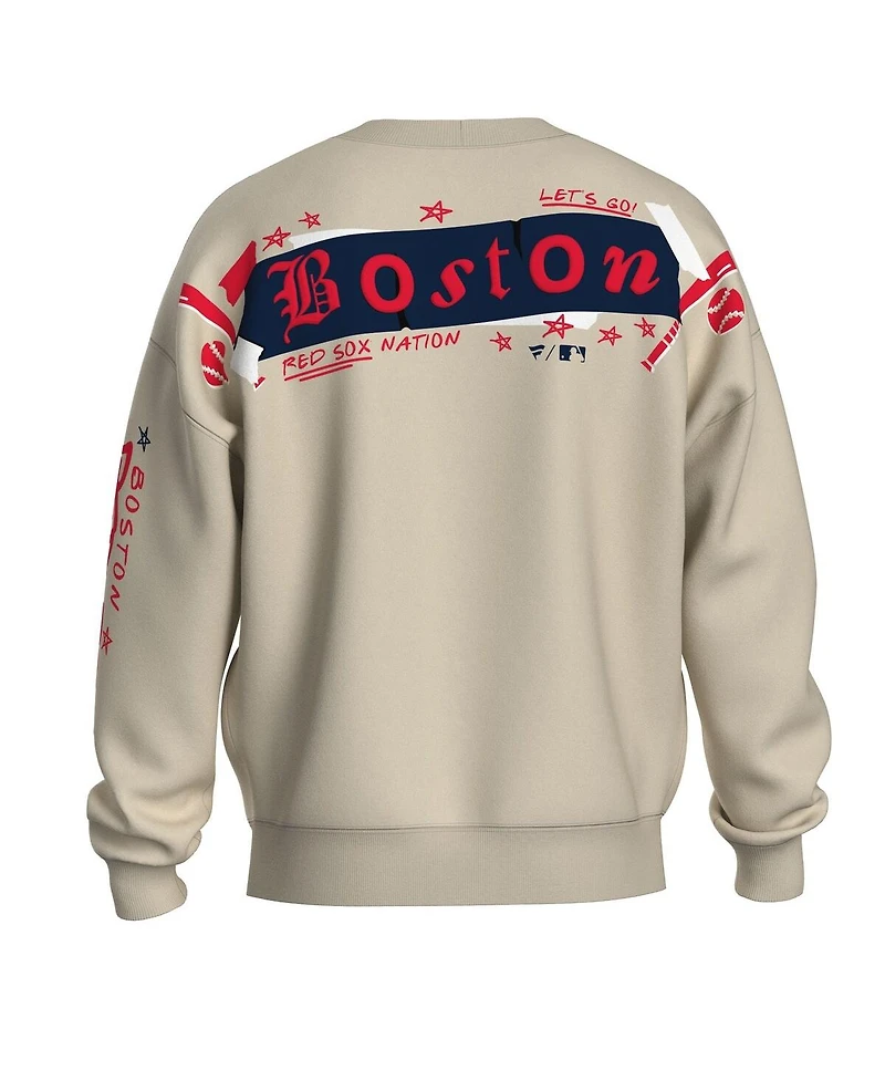 Fanatics Women's Beige Boston Red Sox Graffiti Fleece Sweatshirt