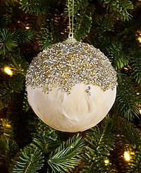 Holiday Lane Gilded Glamour Feather with Trim Ball Ornament, Macy's Exclusive