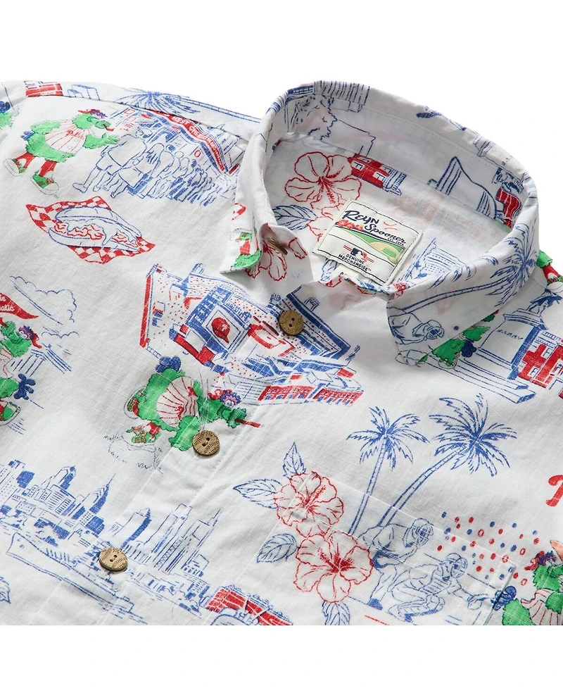Reyn Spooner Men's White Philadelphia Phillies Scenic Tri-Blend Button-Down Shirt