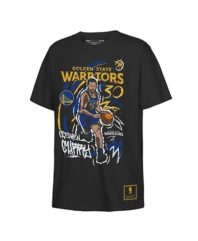 Mitchell & Ness Big Boys and Girls Stephen Curry Black Golden State Warriors Chalked Up Player Name Number T-Shirt