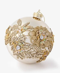 Holiday Lane Gilded Glamour Floral Pattern Ball Ornament, Macy's Exclusive