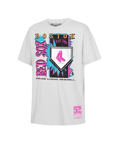 Mitchell & Ness Big Boys and Girls White Boston Red Sox Cooperstown Neon Field Shock T-Shirt