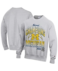 Champion Men's Gray Michigan Wolverines 2026 Ncaa Basketball National Champions Reverse Weave Sweatshirt