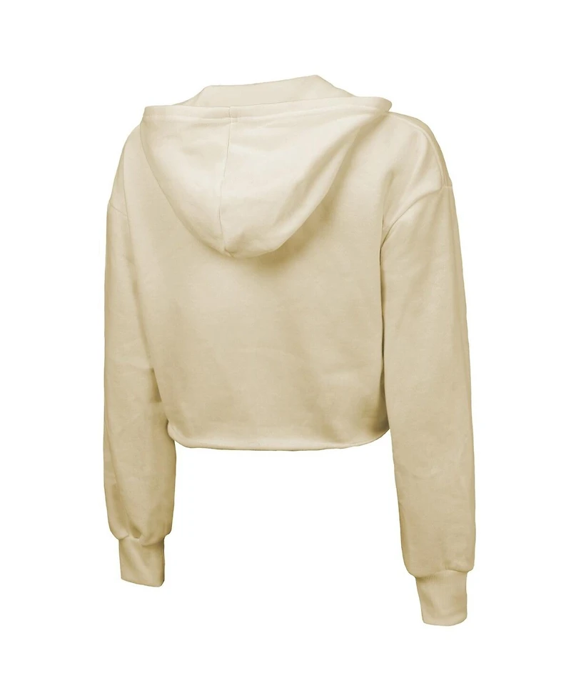 Majestic Threads Women's Cream Golden State Valkyries Circus Shot Drop Shoulder Tri-Blend Cropped Pullover Hoodie