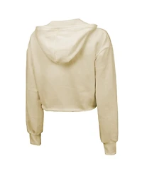 Majestic Threads Women's Cream Golden State Valkyries Circus Shot Drop Shoulder Tri-Blend Cropped Pullover Hoodie