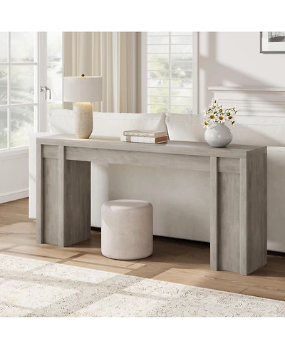 homfan Extra Long Narrow Console Table, Farmhouse Sofa Table for Entryway or Behind Couch, Engineered Wood Hallway Accent