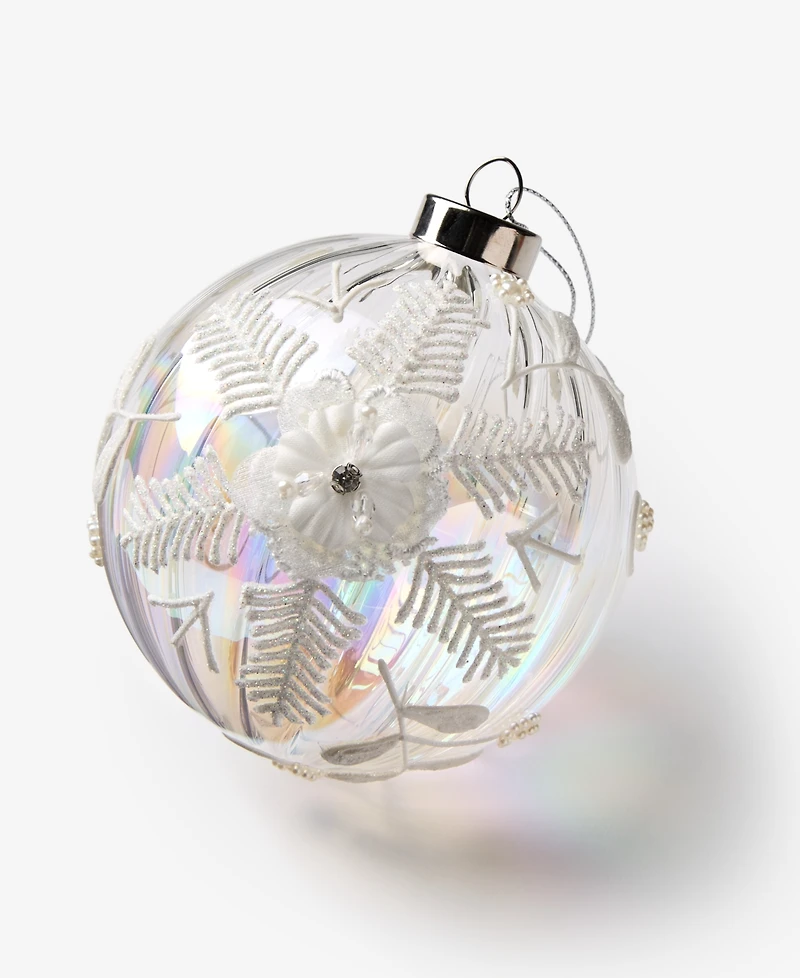 Holiday Lane Iced Delight Ball Ornament with Floral Pattern, Macy's Exclusive