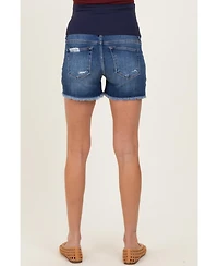 Pinkblush Maternity Navy Distressed Fringe Hem Shorts