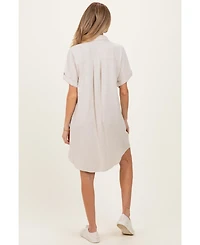 Pinkblush Women's Sage Dolman Sleeve Linen Shirt Dress