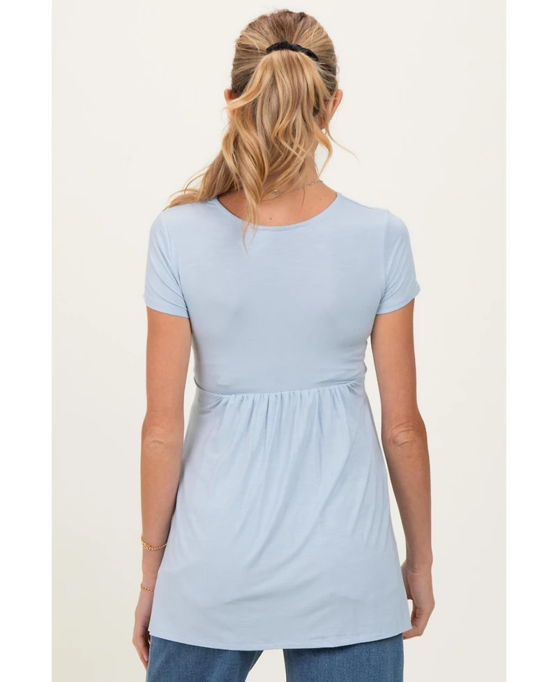 Pinkblush Maternity Light Blue Draped Front Nursing Top